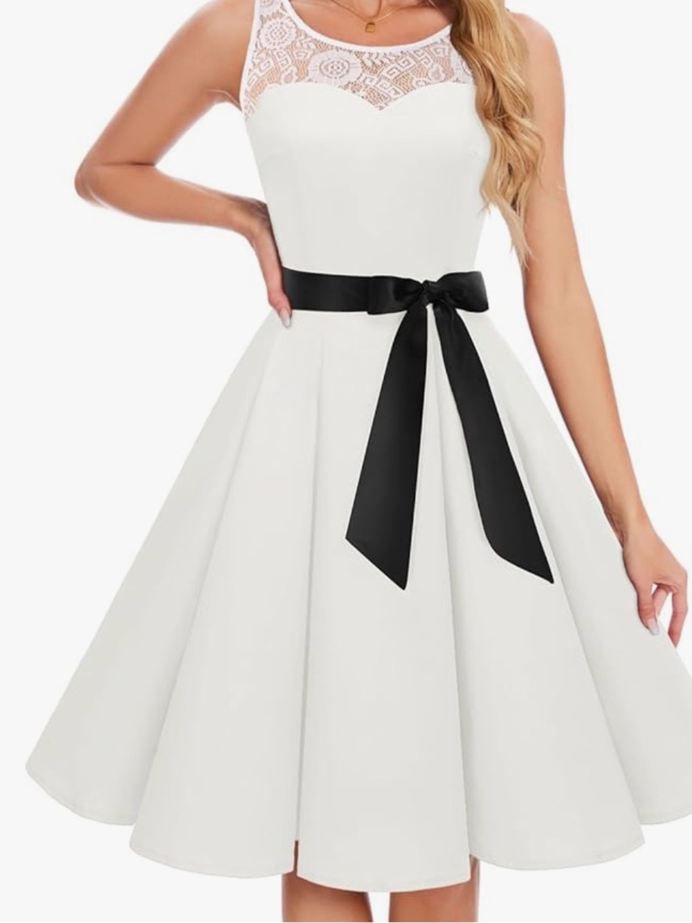 Bbonlinedress 1950s Vintage Rockabilly Sz M Swing Dress Lace Cocktail